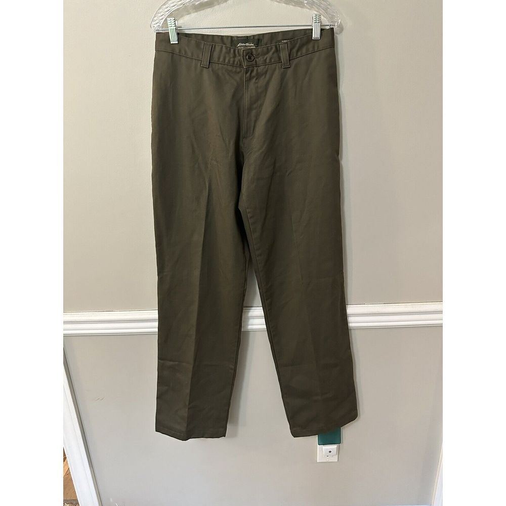 Men'sโ Eddie Bauer Relaxed Fit Wrinkle Resistant Green Cotton Pants 31x32